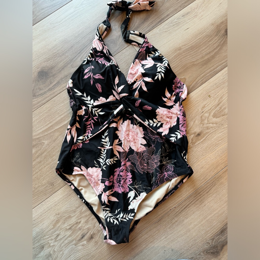 Kona sol 14W swimsuit floral brown one piece